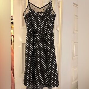 Xhilaration Black and White Polka Dot Midi Dress